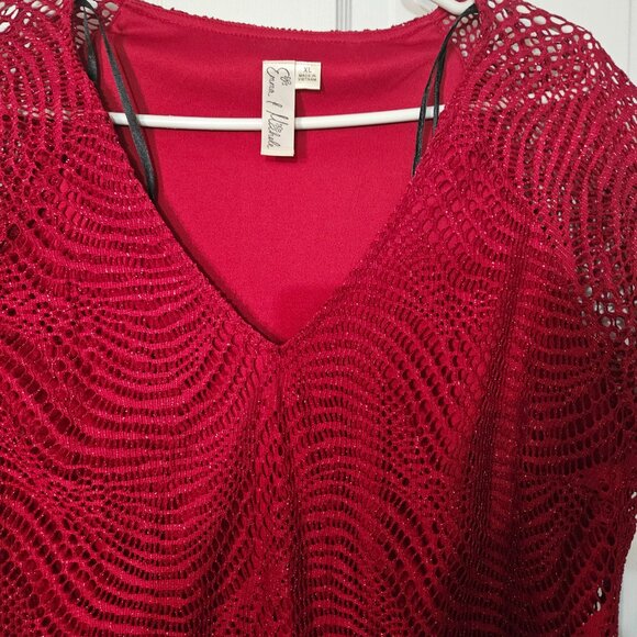 Emma Michelle Red Evening Dress with sparkle and bottom fringe layer SZ XL - Picture 7 of 10